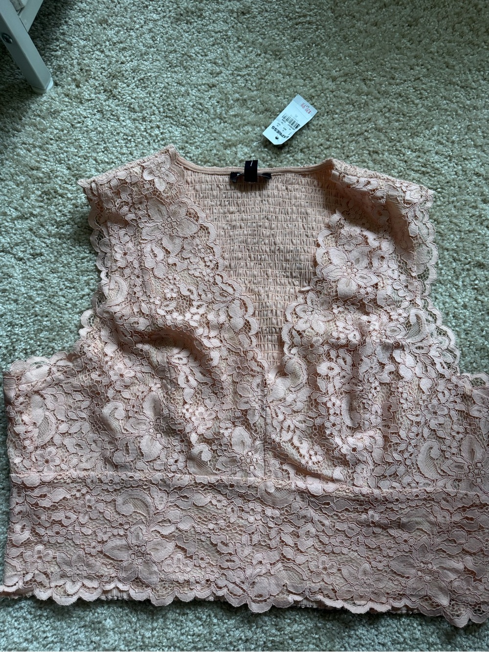 Express Blush Pink Lace V-Neck Sleeveless Top